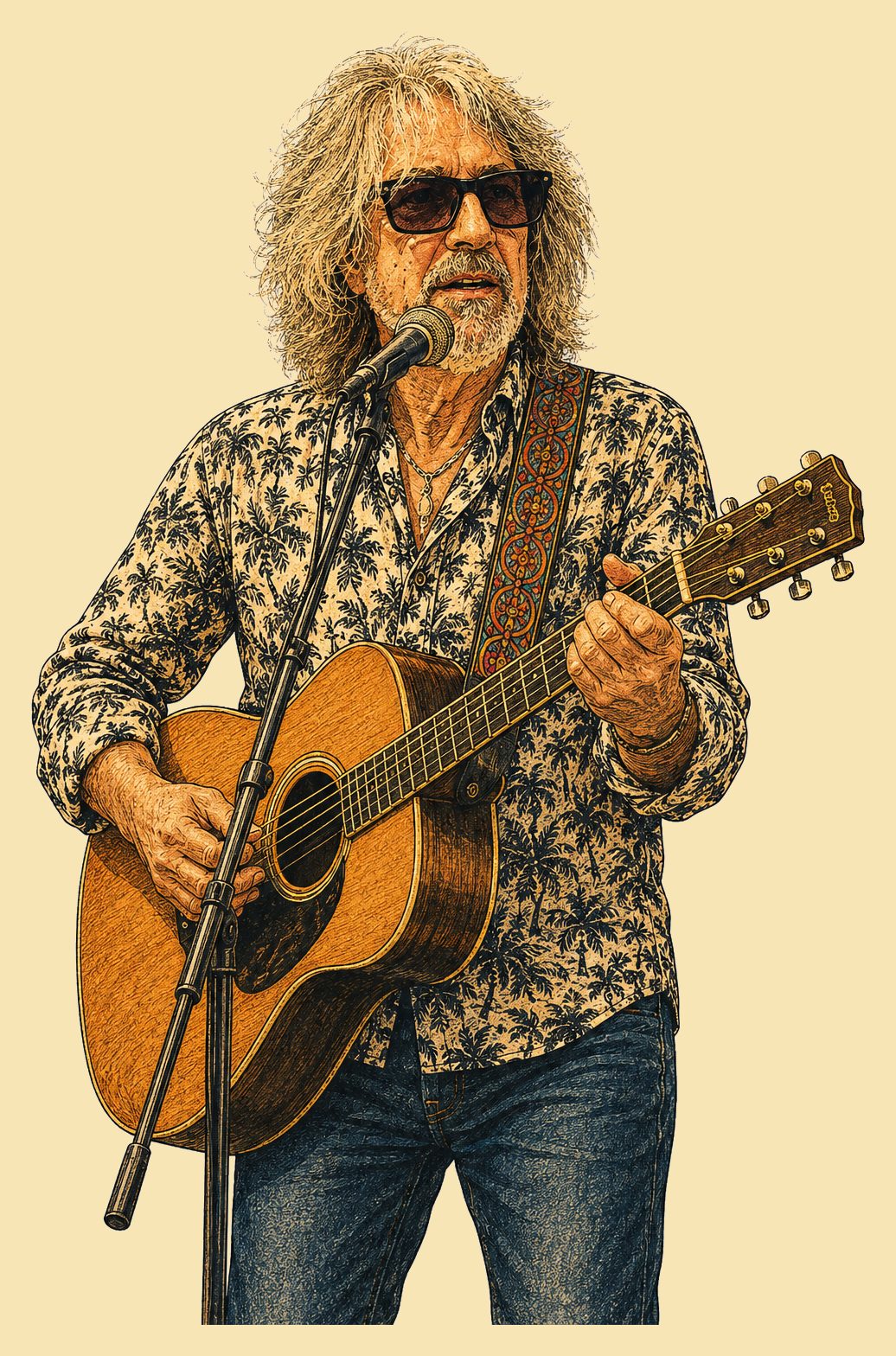 Portrait of Roger, lead vocalist and acoustic guitarist in Groove & Grin.